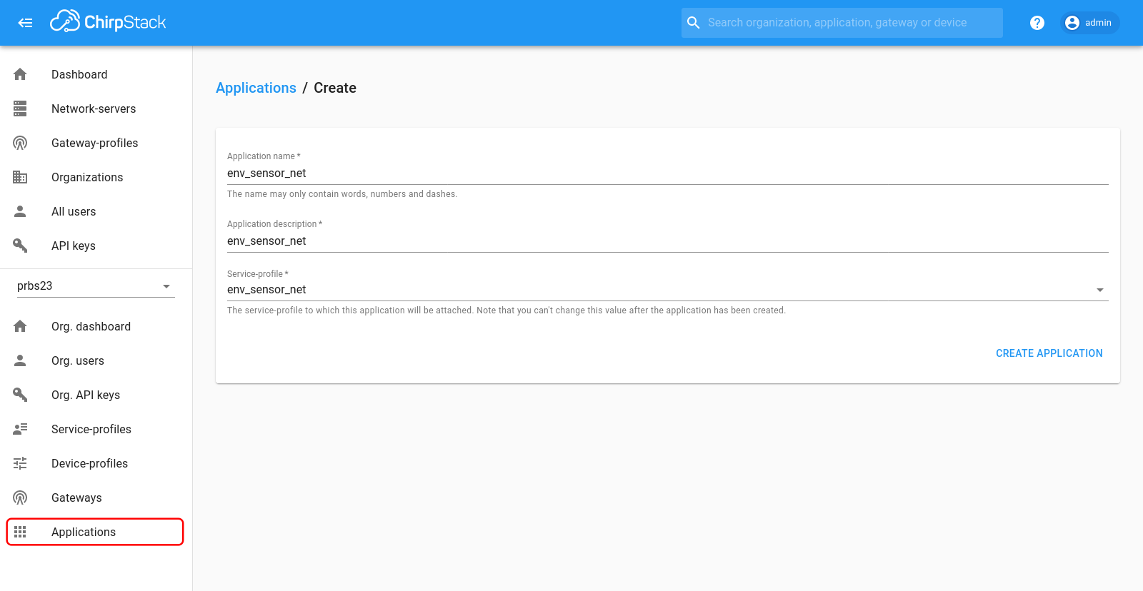 Create application.